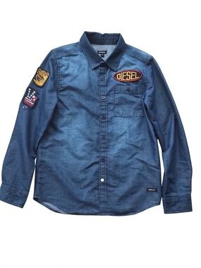 Diesel Blue Denim Patch Button-Up Shirt